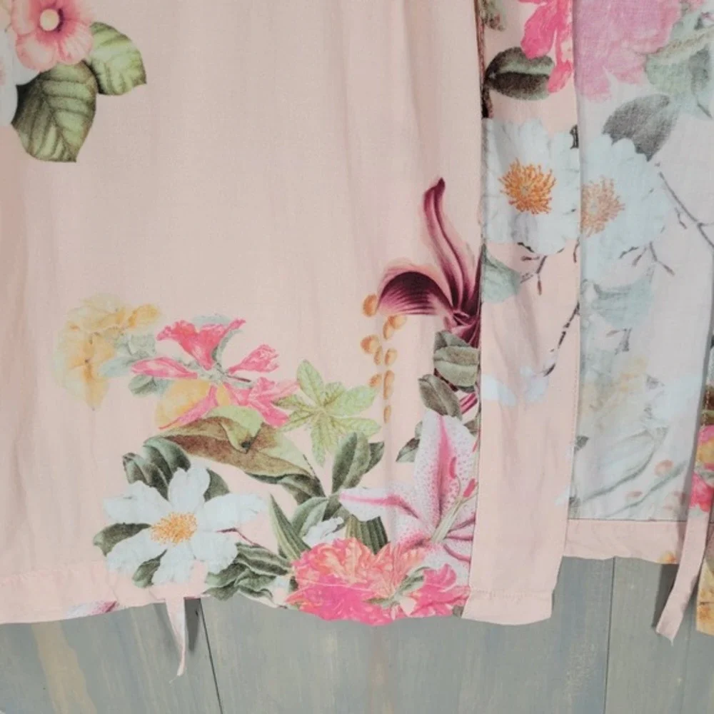 Plum Pretty Sugar Floral Robe Kimono‎ Women Medium Pink Boho Cover Up Pink